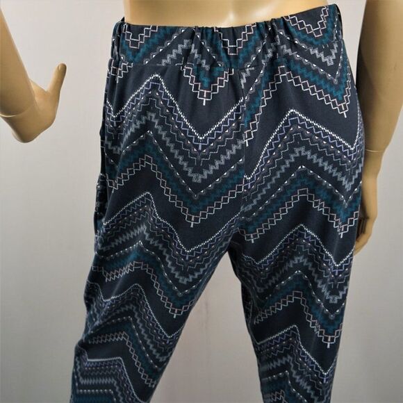 Shosho Leggings Multi Pattern Blue Womens Sz XL Elastic Waist Ties Lounge Pants - Picture 7 of 9